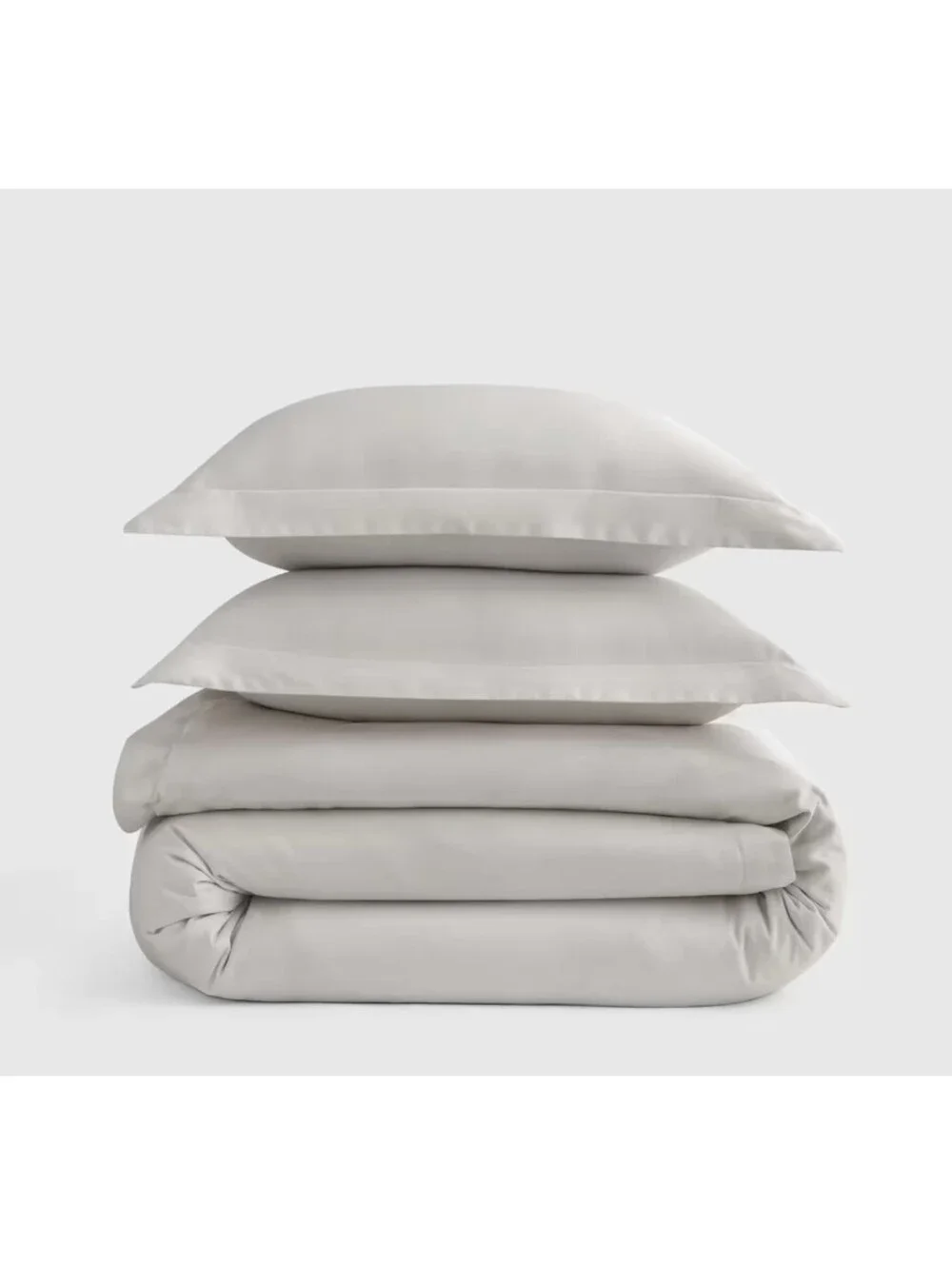 Quince Signature Giza Cotton Sateen Duvet Cover Set King Light Grey NWOT